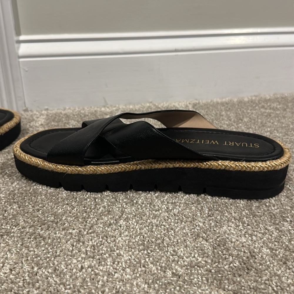 Stuart Weitzman Women’s Roza Lift Slides Sandals Size 10.5 Leather Luxury EUC - Picture 6 of 8